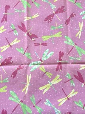 Vintage Waverly Decorator Fabric Pink Dragonflies Fluttering About 52"x28" Remna